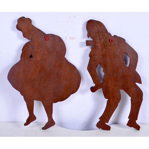 3630 - A pair of South American wooden carvings together with an antique oak lidded box and a Mahogany inla... 