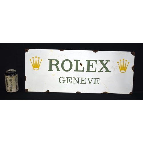 3720 - A Contemporary enamelled metal Rolex sign 23 x 58 cm.