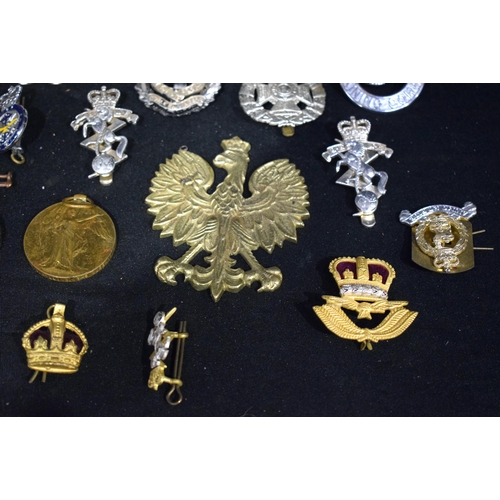 3724 - A collection of Militaria , cap badges, medals , Trench art pen ,lighter Etc (24).