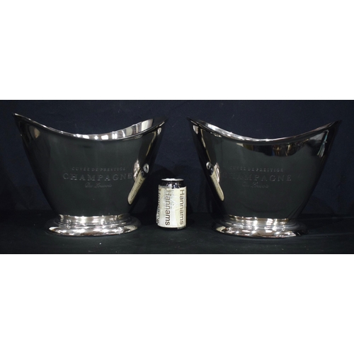 3747 - A pair of stainless steel  Champagne coolers 27 x 36 cm.(2).