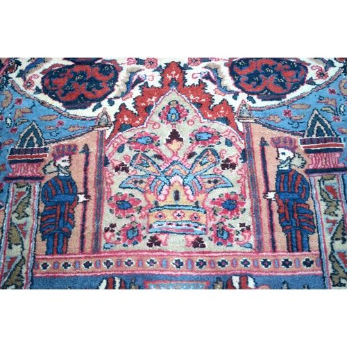 3748 - A large Oriental  figural rug 380 x 116 cm