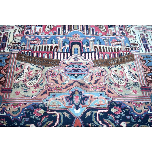 3748 - A large Oriental  figural rug 380 x 116 cm