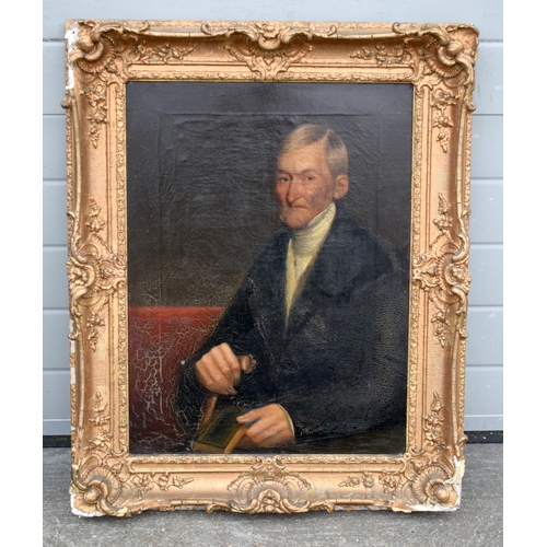 3749 - A 19th Century framed oil on canvas depicting a portrait of a male. 65 x 48cm. Signed on reverse C. ... 