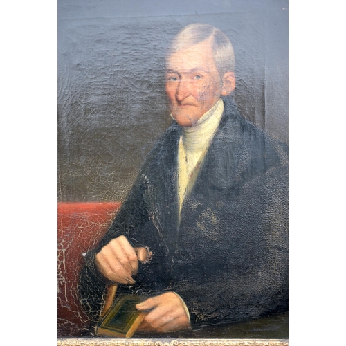 3749 - A 19th Century framed oil on canvas depicting a portrait of a male. 65 x 48cm. Signed on reverse C. ... 