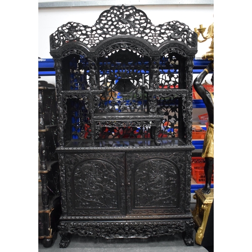 3750 - A FINE LARGE 19TH CENTURY CHINESE CARVED HARDWOOD DISPLAY CASE Qing, wonderfully carved with figures... 