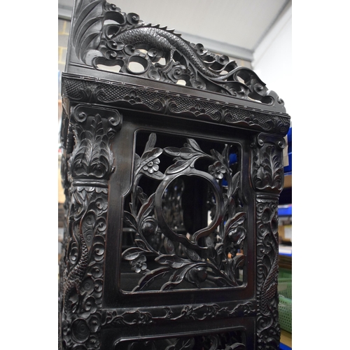 3750 - A FINE LARGE 19TH CENTURY CHINESE CARVED HARDWOOD DISPLAY CASE Qing, wonderfully carved with figures... 