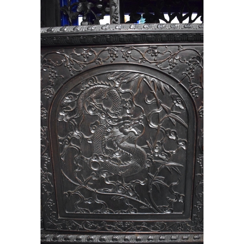 3750 - A FINE LARGE 19TH CENTURY CHINESE CARVED HARDWOOD DISPLAY CASE Qing, wonderfully carved with figures... 