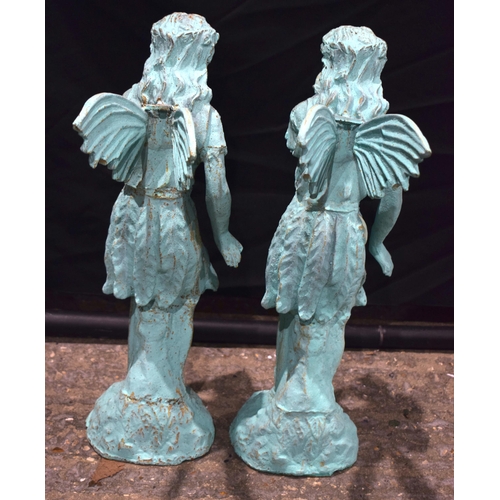 3878 - A pair of cast iron garden fairies 50 cm (2).