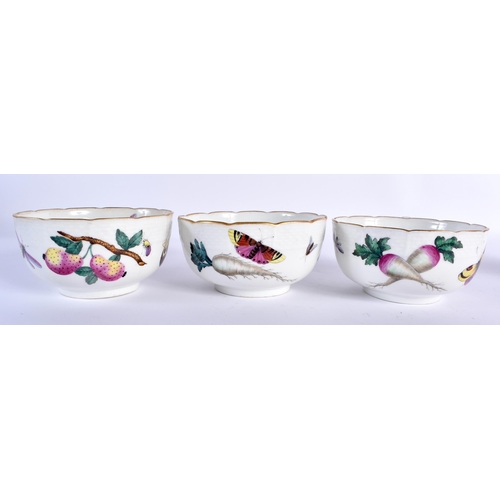 105 - AN EARLY HUNGARIAN HEREND PORCELAIN PART DESSERT SET painted with fruit and foliage. Largest 19 cm w... 