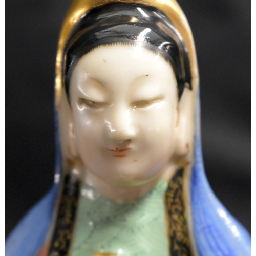 11 - A LATE 19TH CENTURY CHINESE FAMILLE ROSE PORCELAIN FIGURE OF A FEMALE IMMORTAL Qing, modelled with a... 