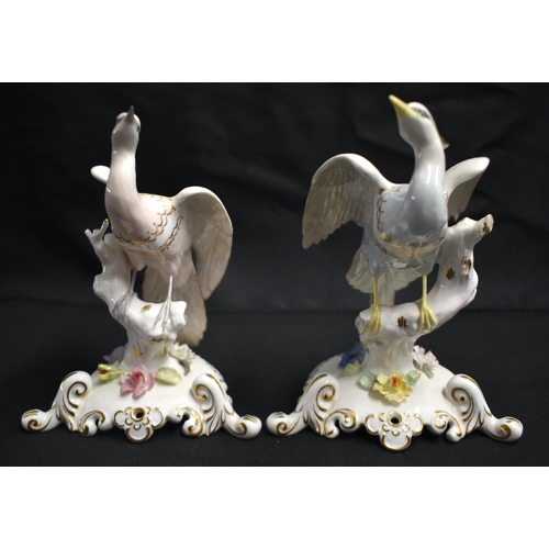 27 - A PAIR OF ROYAL CROWN DERBY CHELSEA BIRDS. 17 cm x 8 cm.