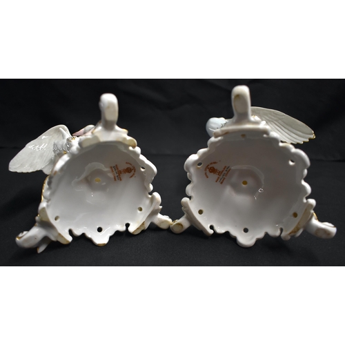 27 - A PAIR OF ROYAL CROWN DERBY CHELSEA BIRDS. 17 cm x 8 cm.