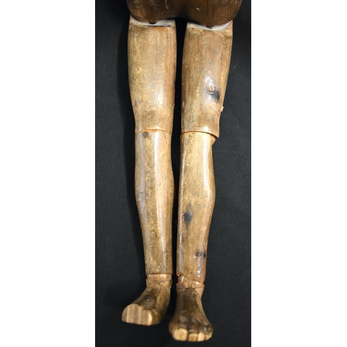 30 - A CHARMING 19TH CENTURY EUROPEAN CARVED PINE ARTISTS LAY DOLL of plain form with elongated arms. 58 ... 