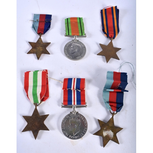 302 - World War Unnamed Medal Group incl War Medal. Defence Medal, two 39/45 Stars, Italy Star and a Burma... 