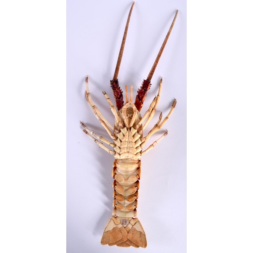 30B - A LOVELY 19TH CENTURY JAPANESE MEIJI PERIOD FULLY ARTICULATED BONE JIZAI OKIMONO CRAYFISH modelled a... 