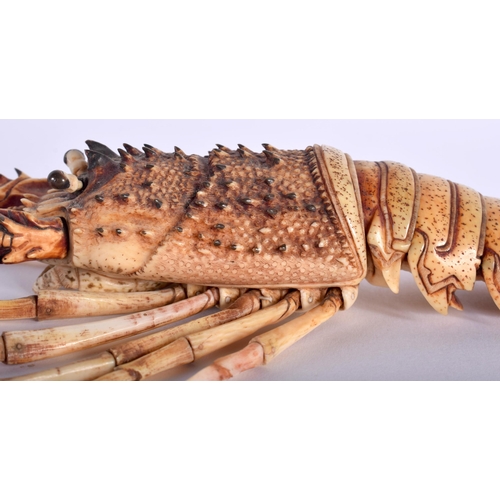 30B - A LOVELY 19TH CENTURY JAPANESE MEIJI PERIOD FULLY ARTICULATED BONE JIZAI OKIMONO CRAYFISH modelled a... 