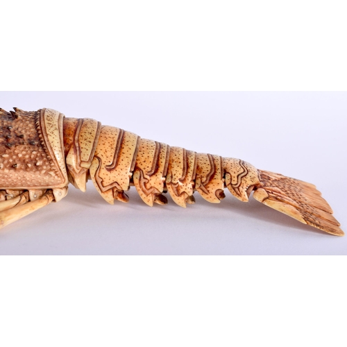 30B - A LOVELY 19TH CENTURY JAPANESE MEIJI PERIOD FULLY ARTICULATED BONE JIZAI OKIMONO CRAYFISH modelled a... 