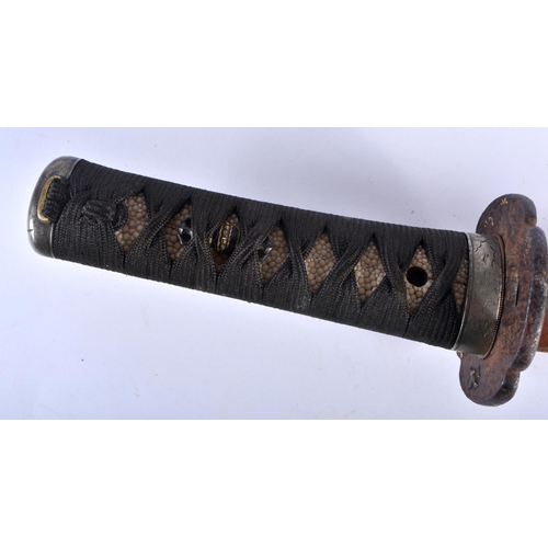 419 - A 19TH CENTURY JAPANESE MEIJI PERIOD BLACK LACQUERED WAKIZASHI. 60 cm long.  Buyers Note – we are un... 