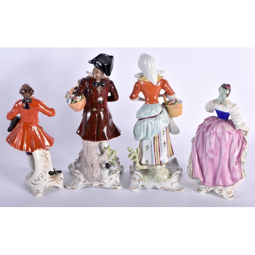 449 - FOUR LATE 19TH/20TH CENTURY CONTINENTAL PORCELAIN FIGURES. Largest 18 cm high. (4)