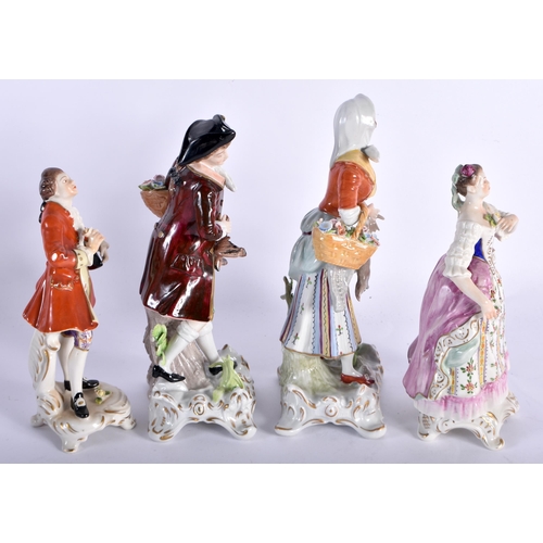 449 - FOUR LATE 19TH/20TH CENTURY CONTINENTAL PORCELAIN FIGURES. Largest 18 cm high. (4)