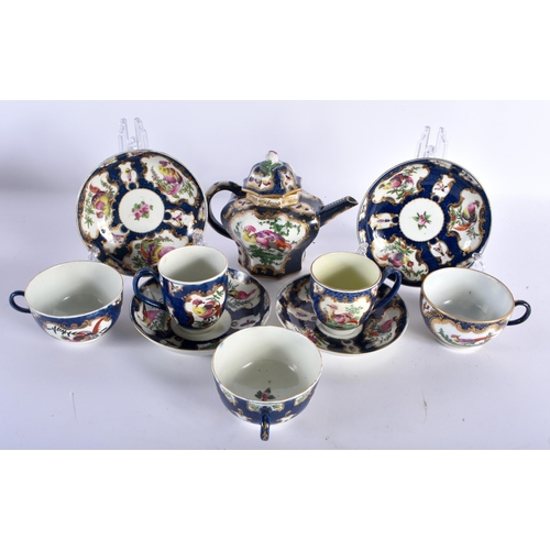 450 - A COLLECTION OF 18TH CENTURY WORCESTER BLUE SCALE PORCELAIN including a rare octagonal teapot and co... 