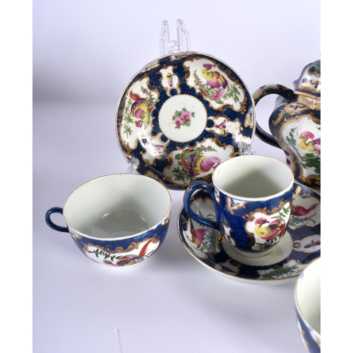 450 - A COLLECTION OF 18TH CENTURY WORCESTER BLUE SCALE PORCELAIN including a rare octagonal teapot and co... 