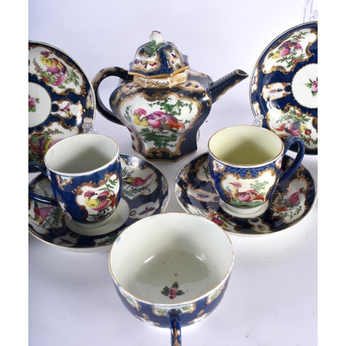 450 - A COLLECTION OF 18TH CENTURY WORCESTER BLUE SCALE PORCELAIN including a rare octagonal teapot and co... 