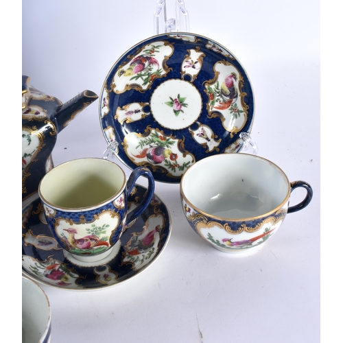 450 - A COLLECTION OF 18TH CENTURY WORCESTER BLUE SCALE PORCELAIN including a rare octagonal teapot and co... 