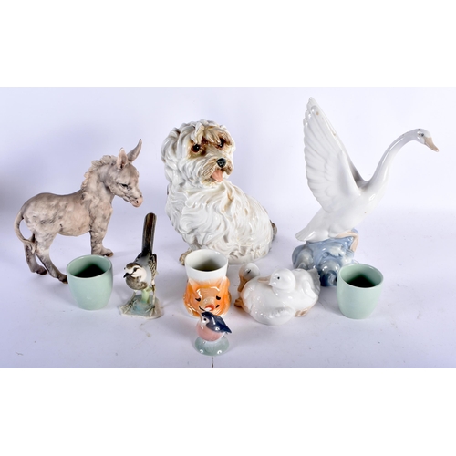 461 - ASSORTED CERAMICS including a Nao swan etc. Largest 21 cm x 10 cm. (qty)