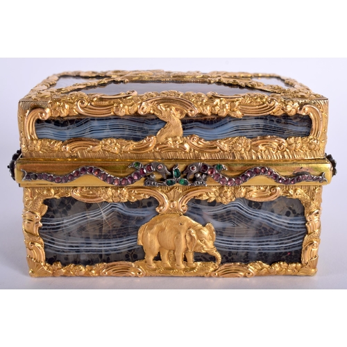 50D - A MAJESTIC GEORGE III GOLD MOUNTED GATE NECESSAIRE by James Cox (C1765-1770) the rectangular casket ... 