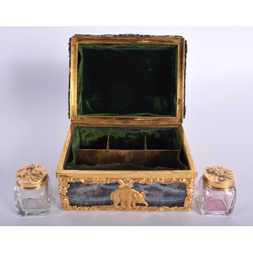 50D - A MAJESTIC GEORGE III GOLD MOUNTED GATE NECESSAIRE by James Cox (C1765-1770) the rectangular casket ... 