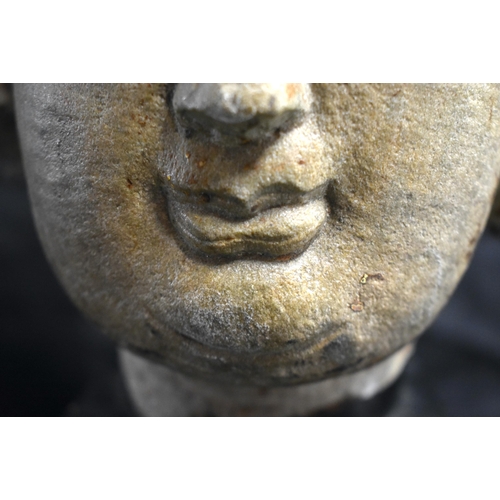 54 - A 13TH CENTURY CHINESE CARVED GREY STONE HEAD OF A BUDDHA Yuan Dynasty (1271-1368) of elegant form w... 