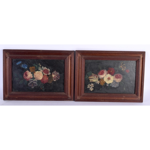 579 - Continental School (19th Century) Pair, Oil on board, Still lives. 28 cm x 21 cm. Provenance: From a... 