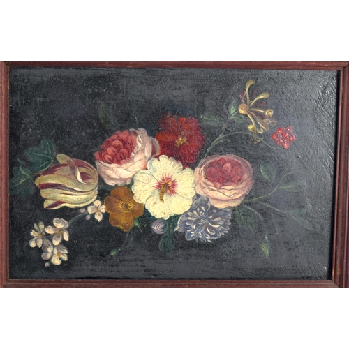 579 - Continental School (19th Century) Pair, Oil on board, Still lives. 28 cm x 21 cm. Provenance: From a... 