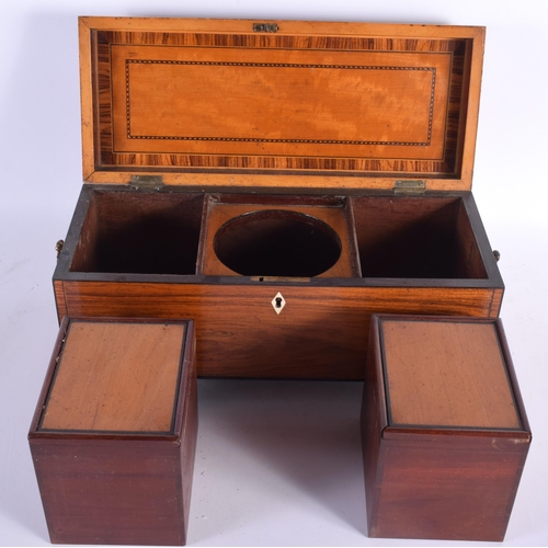 591 - A LOVELY EARLY VICTORIAN MAHOGANY TEA CADDY. 35 cm x 15 cm x 15 cm.