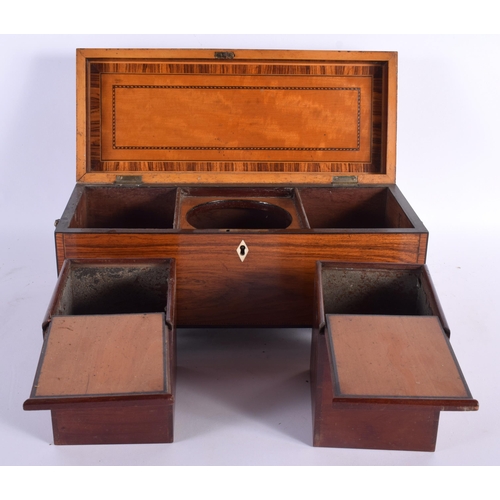 591 - A LOVELY EARLY VICTORIAN MAHOGANY TEA CADDY. 35 cm x 15 cm x 15 cm.