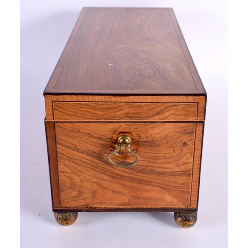 591 - A LOVELY EARLY VICTORIAN MAHOGANY TEA CADDY. 35 cm x 15 cm x 15 cm.