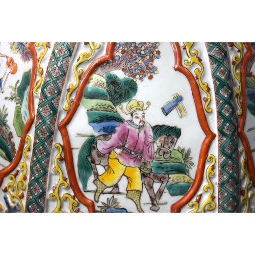 599 - A VERY LARGE PAIR OF CHINESE REPUBLICAN PERIOD COUNTRY HOUSE PORCELAIN VASES AND COVERS painted with... 