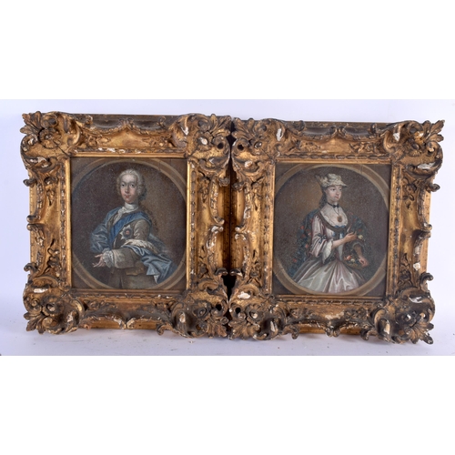 614 - English School (18th Century) Pair, Oil on tin, King Charles & Edward Stewart. 32 cm x 27 cm. Proven... 