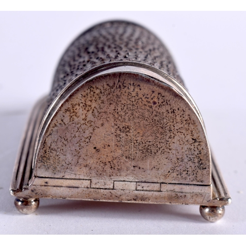 617 - A VERY UNUSUAL GEORGE III SILVER HANGING NUTMEG GRATER bearing makers mark CP GS. 73 grams. 9.5 cm x... 