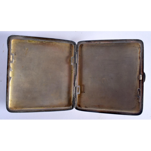 619 - AN ART DECO SILVER AND ENAMEL CIGARETTE CASE painted with a Middle Eastern male revealing a nude fem... 