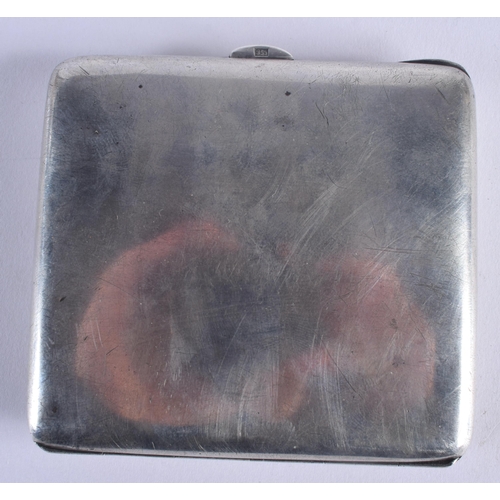 619 - AN ART DECO SILVER AND ENAMEL CIGARETTE CASE painted with a Middle Eastern male revealing a nude fem... 