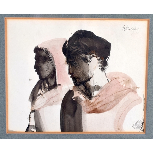 621 - Avel De Knight (1923-1995) African American, Watercolour, Two figures. 24 cm square.