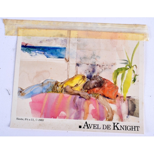 621 - Avel De Knight (1923-1995) African American, Watercolour, Two figures. 24 cm square.