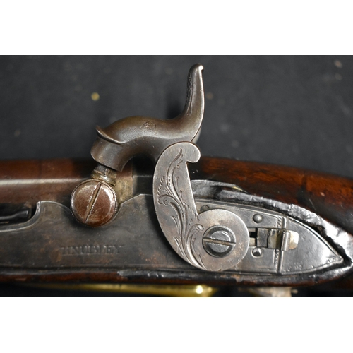 68 - A LATE 18TH CENTURY ENGLISH LONDON FLINTLOCK PISTOL C1800 by John Knubley of London. 34 cm wide.