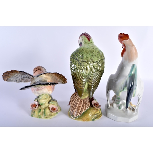 77 - A LARGE HUNGARIAN HEREND PORCELAIN COCKERELL together with two large Beswick birds. Largest 24 cm x ... 