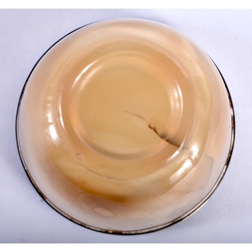 83 - AN 18TH/19TH CENTURY CONTINENTAL SILVER MOUNTED AGATE BOWL of elegant form. 7 cm diameter.