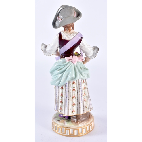 100E - A PORCELAIN VIENNA FIGURE OF A FEMALE FLOWER SELLER, together with a Lladro figure of a sleeping chi... 