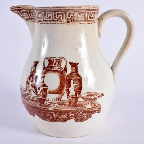 100 - A RARE 19TH CENTURY ENGLISH POTTERY GRAND TOUR CREAM JUG together with a rare French Vive La France ... 