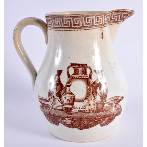 100 - A RARE 19TH CENTURY ENGLISH POTTERY GRAND TOUR CREAM JUG together with a rare French Vive La France ... 